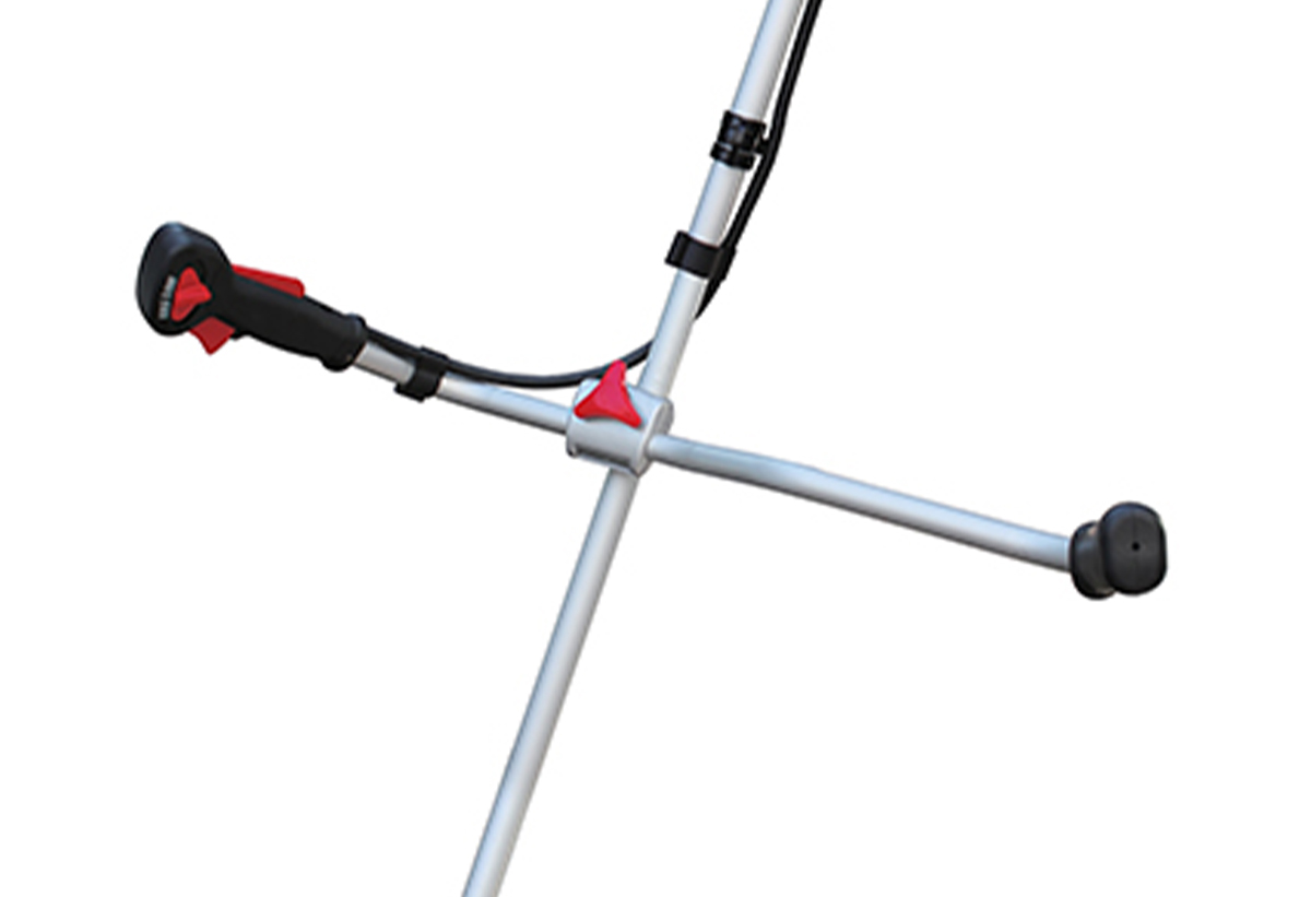 Παρουσιάζει μία κοντινή λήψη από το τιμόνι τύπου ποδηλάτου